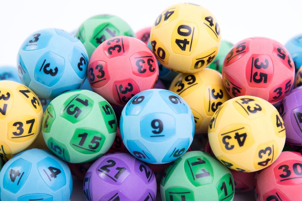 Saturday Lotto balls are pictured.