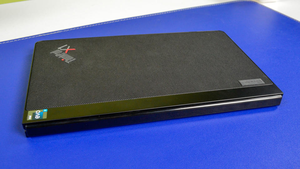 A Lenovo ThinkPad X1 Fold 16 Gen 1 on a white desk