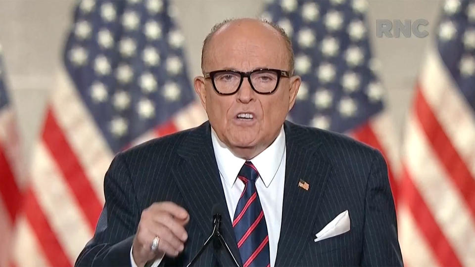 Rudy Guiliani speaks during the virtual Republican National Convention on August 27, 2020. (via Reuters TV)