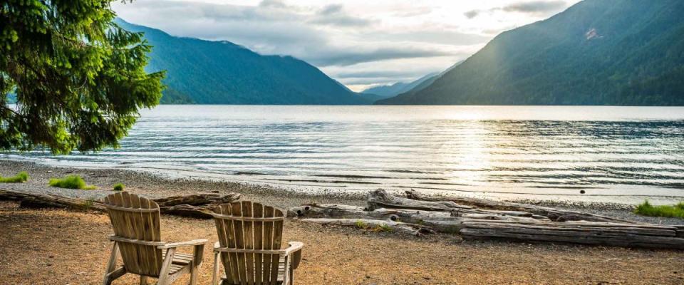 scenic view of  lake Crescent in Olympic national park,Washington State.Usa