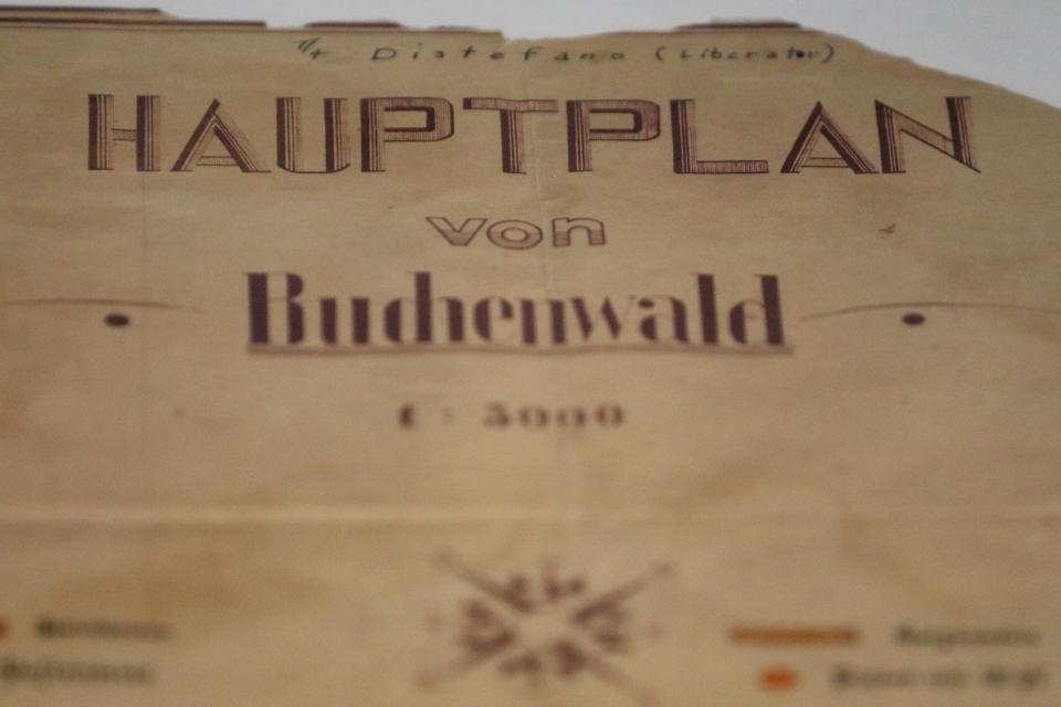 This map of Buchenwald, which is now on display at the Museum of Jewish Heritage, was hidden in a dresser in Ridgefield Park for decades. Wednesday, September 21, 2022. (Photo: Kevin R. Wexler-Northjersey.com)