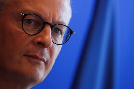 French Finance Minister Bruno Le Maire attends a joint news conference with German Economy Minister Peter Altmaier and German Finance Minister Olaf Scholz after a meeting in Paris