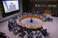 U.N. Security Council's emergency meeting, amid Russia's invasion of Ukraine, in New York City