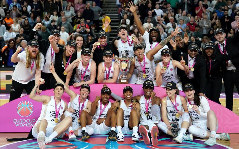 London Lions celebrate - London Lions create basketball history with EuroCup victory