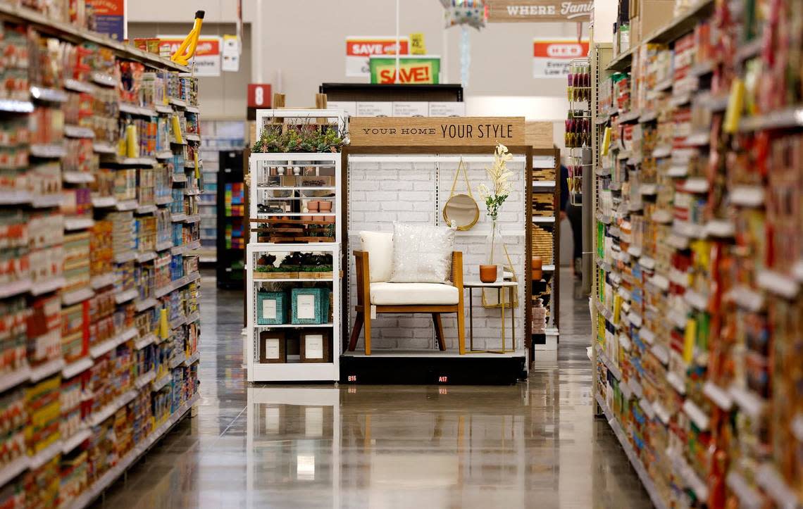 A display features items in the Home by H-E-B line at the new Fort Worth Alliance Amanda McCoy/amccoy@star-telegram.com