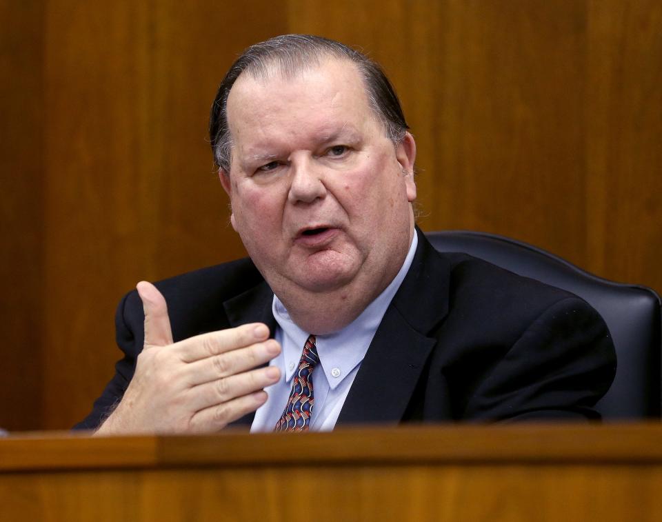 Ocean County Commissioner Jack Kelly speaks during the organizational meeting Wednesday, January 4, 2023, at the county's Administration Building in Toms River. 