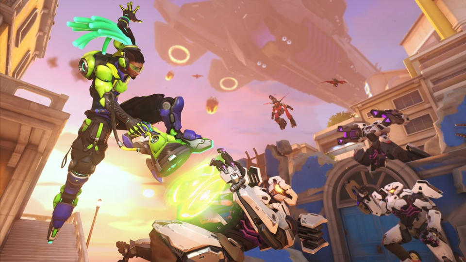 Lucio shooting an omnic