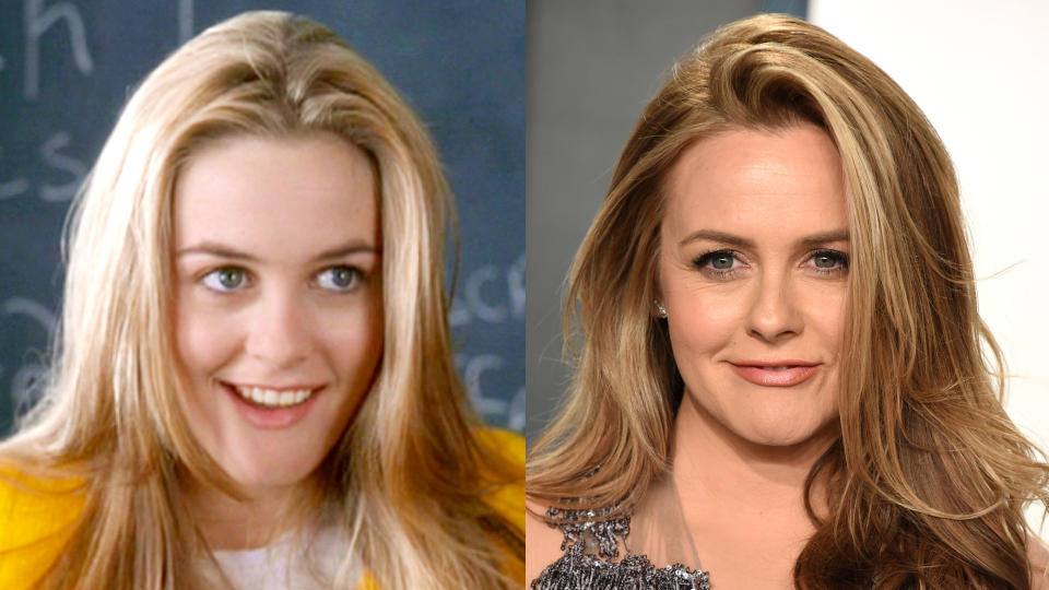 Alicia Silverstone in 'Clueless' and in 2020. (Credit: Paramount/CBS/John Shearer/Getty Images)