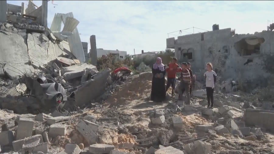 The destruction in Gaza has continued to worsen after months of fighting. March 2, 2024 (KTLA)