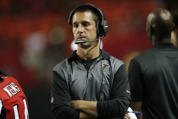 Falcons offensive coordinator Kyle Shanahan is putting himself in position to be a head coach soon (AP)