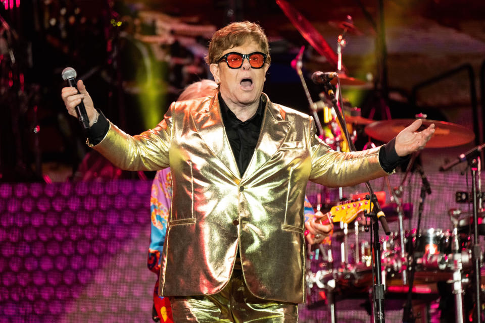 Sir Elton John performs at the Glastonbury Festival on June 25, 2023. / Credit: / Getty Images