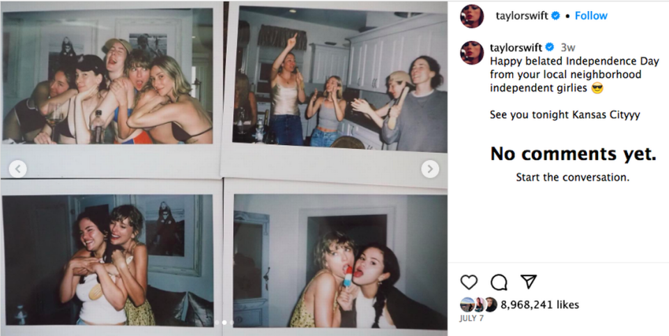 Taylor Swift and Selena Gomez shared a Bomb Pop over the Fourth of July holiday. Swift posted these photos right before the first of two performances in Kansas City last month.