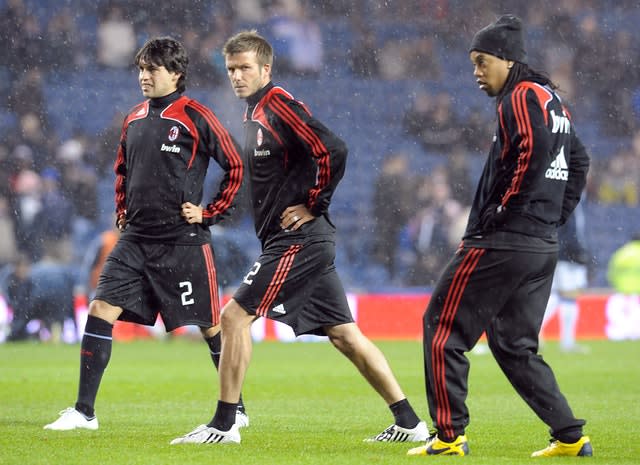 Beckham (centre) stayed in Italy for the remainder of the 2008-09 campaign