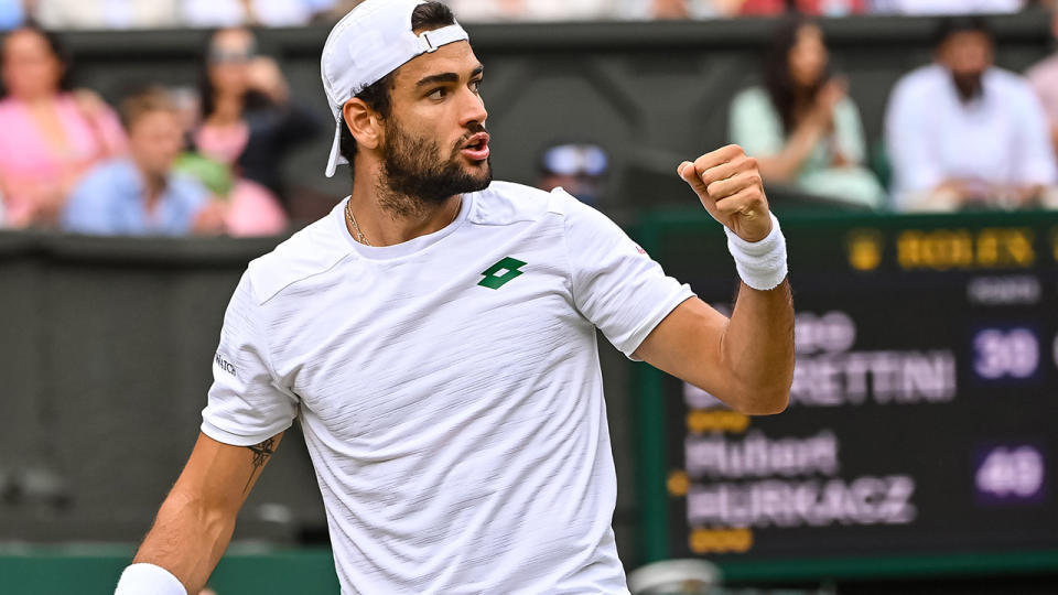 Matteo Berrettini, pictured here during his match against Hubert Hurkacz at Wimbledon.