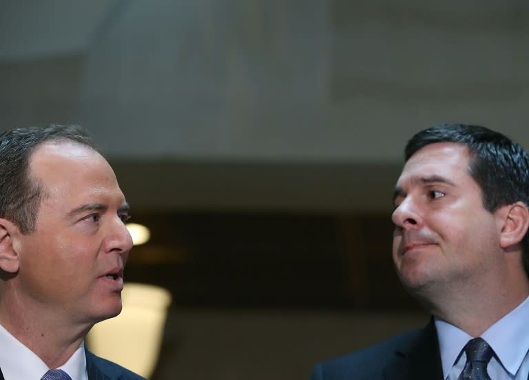 House Intelligence Committee Chairman Devin Nunes (right) and fellow lawmaker Adam Schiff say they have found no evidence that President Trump's campaign colluded with Russia