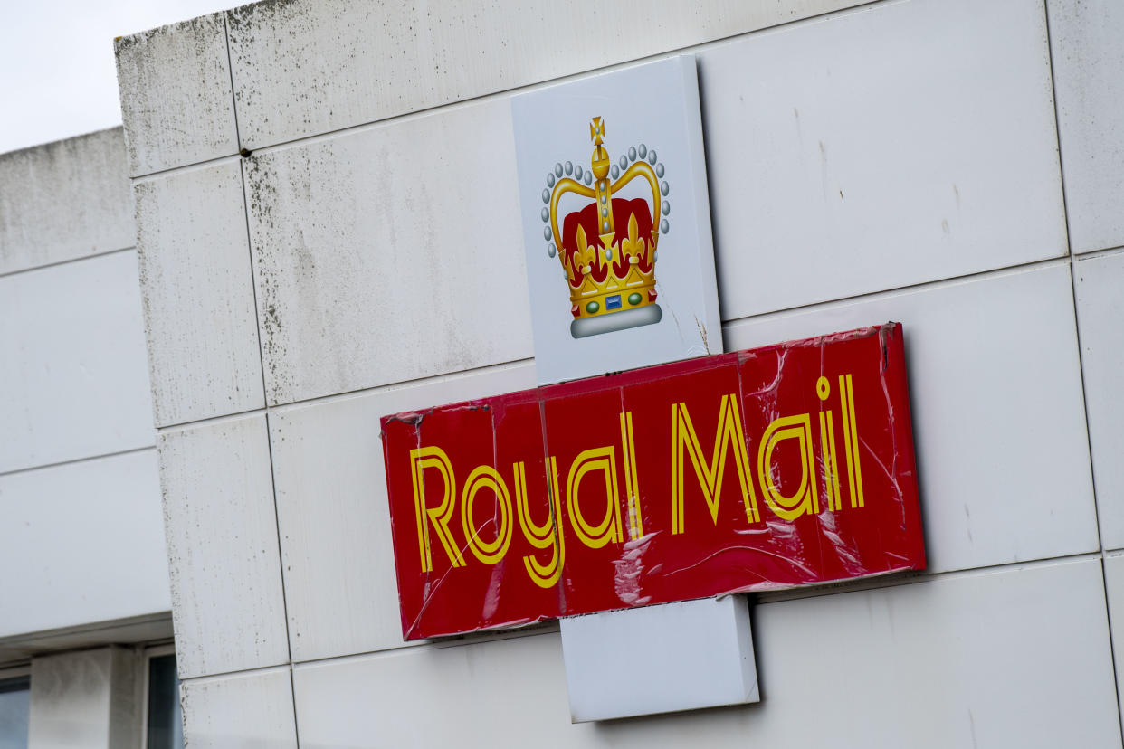 BRISTOL, UNITED KINGDOM - JULY 02: A close-up of a Royal Mail sign at a sorting office in Filton on July 02, 2020 in Bristol, United Kingdom. Many UK businesses are announcing job losses due to the effects of the Coronavirus Pandemic and Lockdown. (Photo by Matthew Horwood/Getty Images)