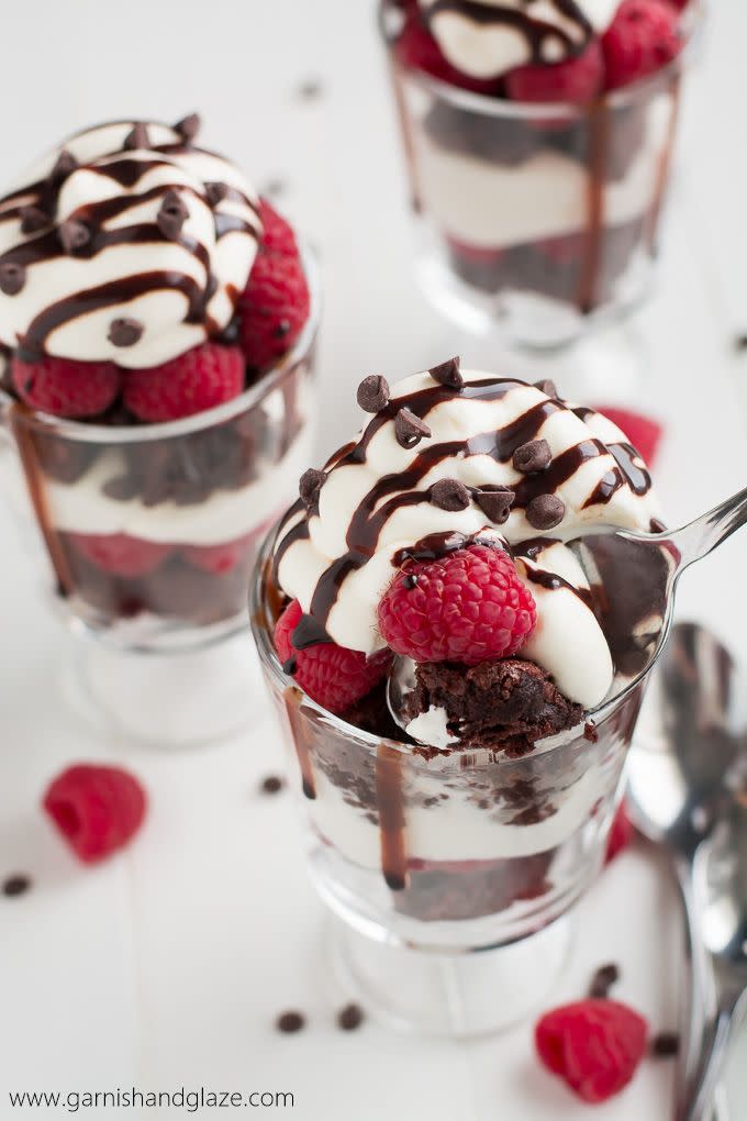 Raspberry Brownie Cheesecake Trifles