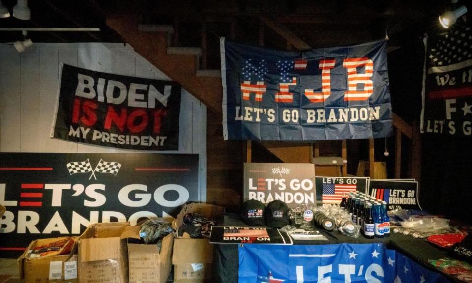 Anti-Biden merchandise in a store in Massachusetts.