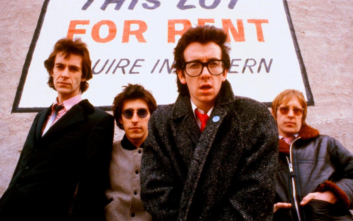 Pete Thomas, Steve Nieve, Elvis Costello and Bruce Thomas- aka, Elvis Costello and the Attractions - in 1979