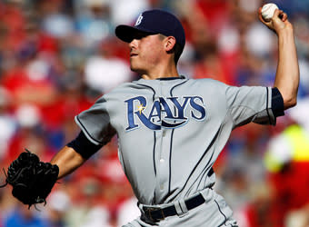 Matt Moore delivers a pitch during the first inning of Friday's 9-0 win in Game 1 of the ALDS