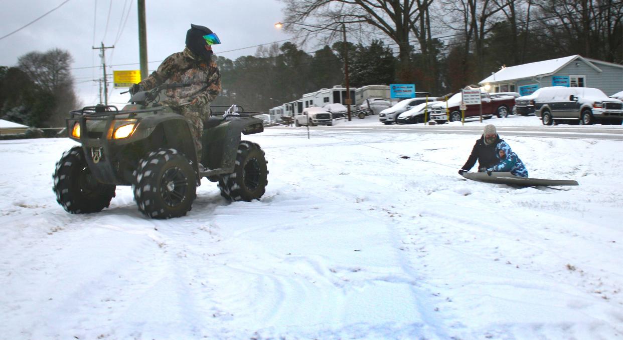 Photographer Bill Ward was out and about in Mount Holly Sunday, Jan. 16, 2022, taking photos of the weather conditions and people interacting with the snow. Gaston County may get a few flakes of snow Friday, but no accumulation.