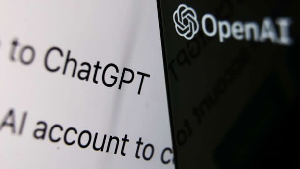 PHOTO: Illustration photo of OpenAI logo displayed on a phone screen and ChatGPT website displayed on a laptop screen. (Jakub Porzycki/NurPhoto via Getty Images)