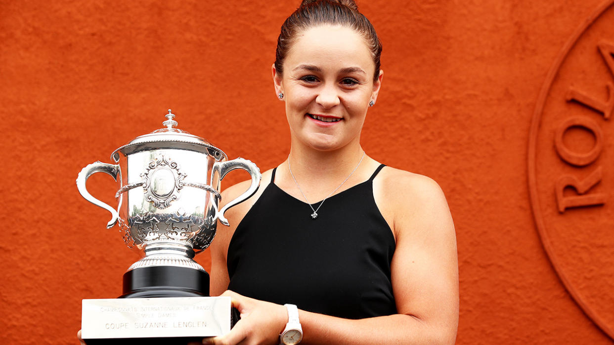 Ash Barty, pictured here with the winner's trophy after the 2019 French Open.