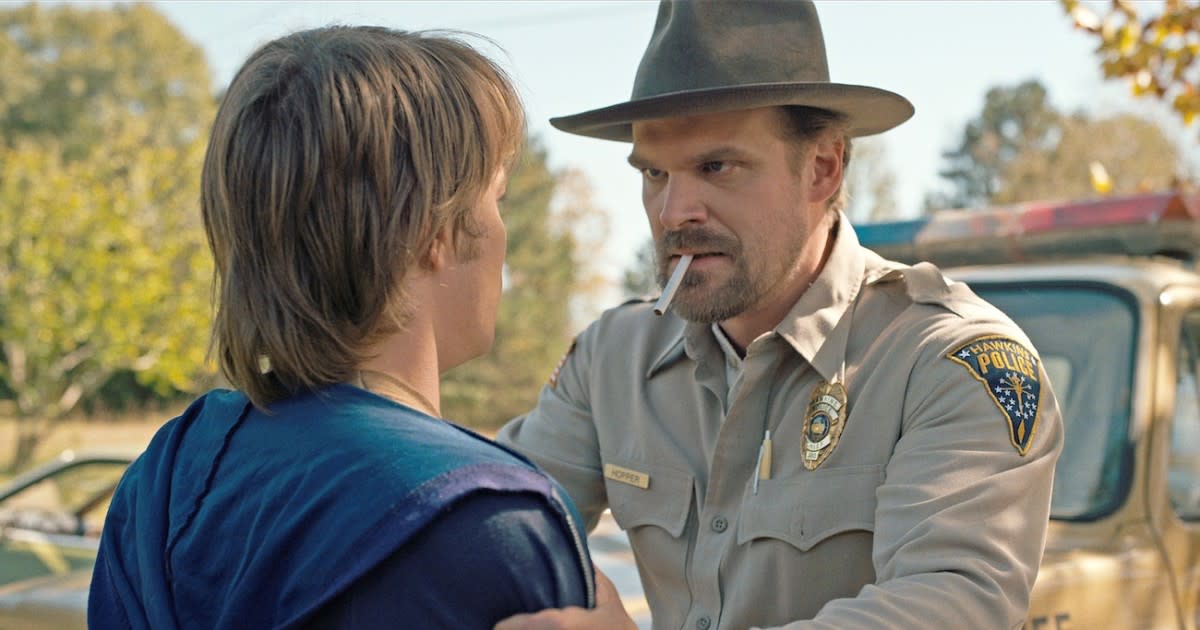 David Harbour, on the tabs as Jim Hopper in Stranger Things (Credit: Netflix)