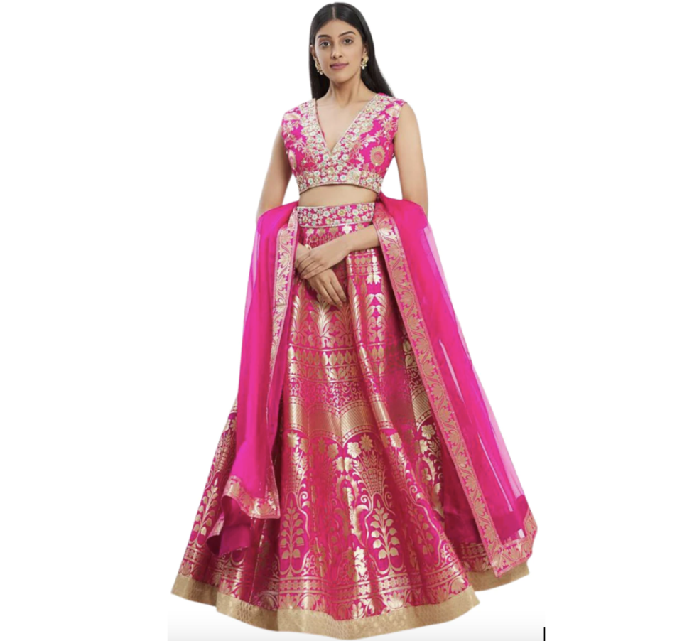 <p><a href="https://preserve.rent/collections/ceremony/products/banarasi-silk-lehenga-set" rel="nofollow noopener" target="_blank" data-ylk="slk:Shop Now;elm:context_link;itc:0;sec:content-canvas" class="link ">Shop Now</a></p><p>Banarsi Lehenga</p><p>$150.00</p><p>Preserve</p><span class="copyright">Courtesy</span>