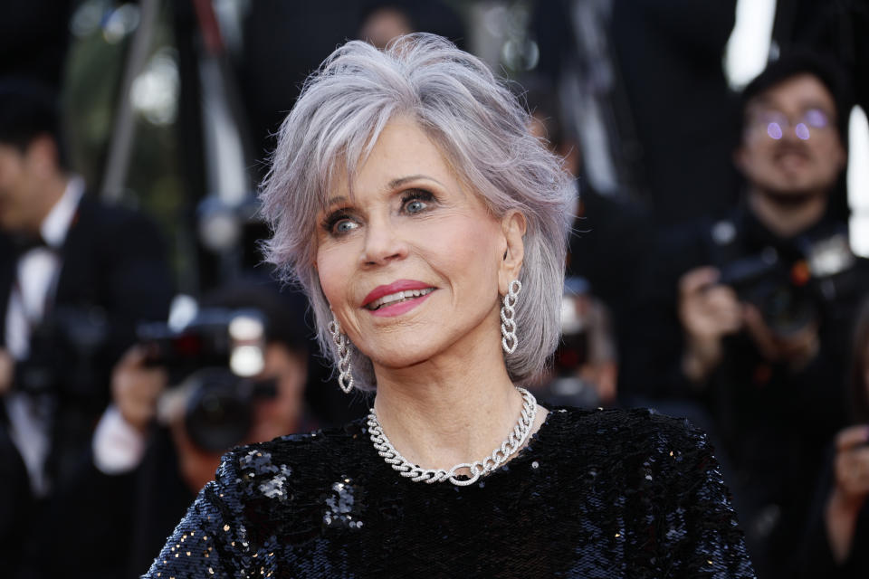 Jane Fonda poses for photographers upon arrival at the awards ceremony during the 76th international film festival, Cannes, southern France, Saturday, May 27, 2023. (Photo by Joel C Ryan/Invision/AP)