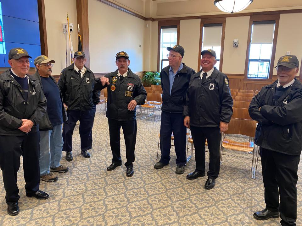 Members of Taunton Area Vietnam Veterans Association. From Left to Right: Edward Kelly; Armand L'Heureux; Mike House; Chip Metzger; Larry Violette; Arthur A. DePonte, Jr., and Dennis Proulx. Photo taken November 14, 2023.