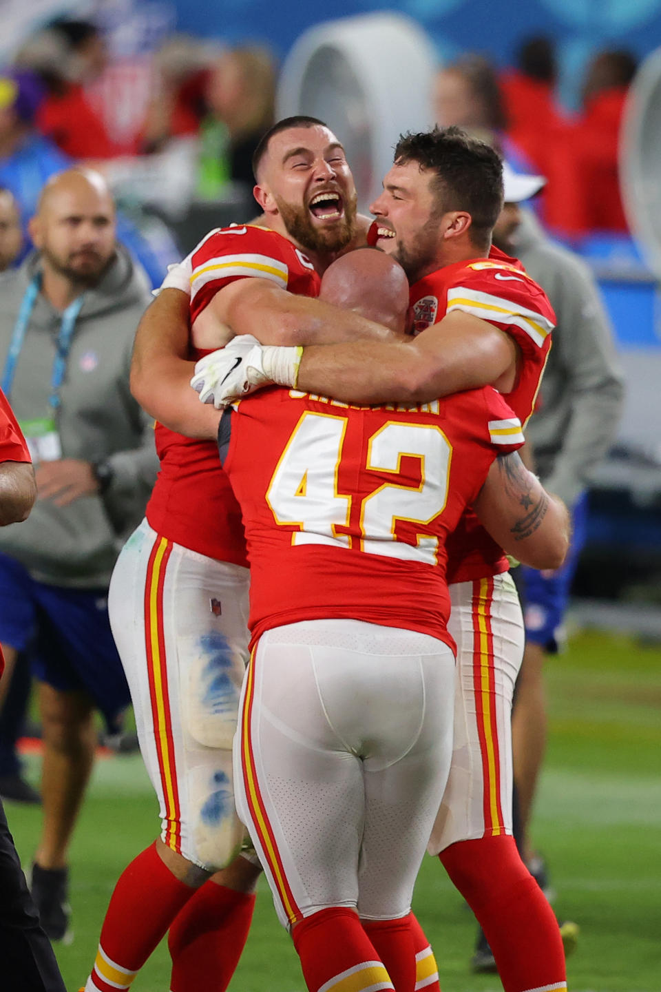 MIAMI, FLORIDA - FEBRUARY 02: The Kansas City Chiefs celebrate after defeating the San Francisco 49ers in Super Bowl LIV at Hard Rock Stadium on February 02, 2020 in Miami, Florida. (Photo by Ronald Martinez/Getty Images)