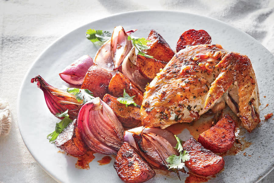 Chimichurri Roasted Chicken with Potatoes and Onions