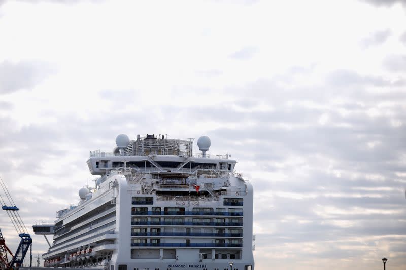 The cruise ship Diamond Princess seen at Daikoku Pier Cruise Terminal in Yokohama, south of Tokyo, Japan