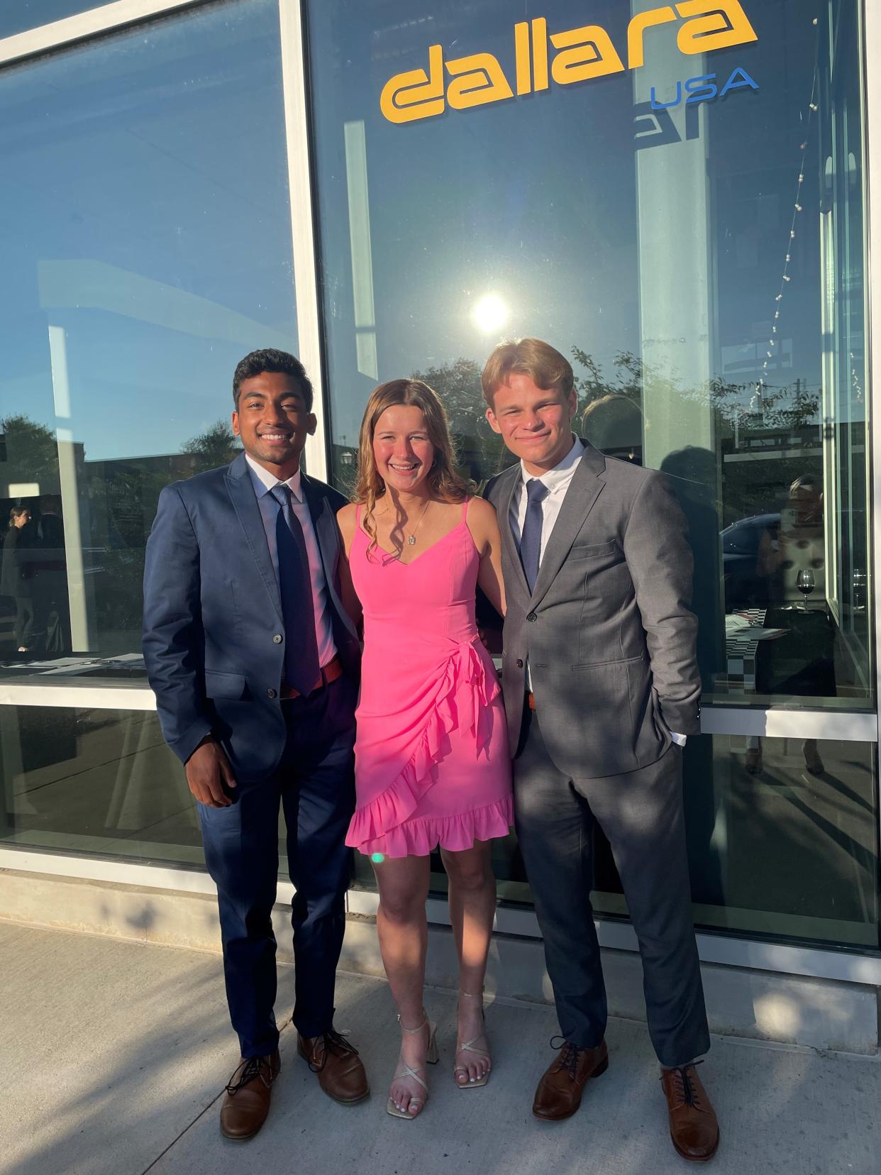 Krishna Thiru, Emma Hamilton and Isaiah "Izzy" Branam, founders of Fia, pose for a photo.