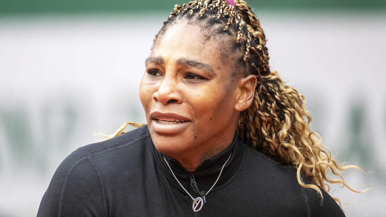 Serena Williams, pictured here in action during the first round at the French Open.