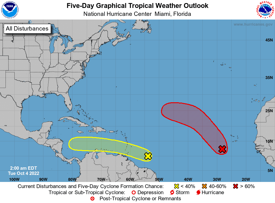 Tropical conditions 2 a.m. Oct. 4, 2022.