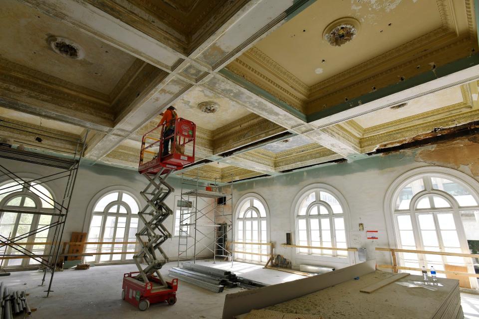 Restoration work is underway on the historic Jacksonville branch of the Federal Reserve Bank of Atlanta building, 424 N. Hogan St. in downtown Jacksonville. Crews with Auld & White Constructors are working to restore the century-old structure for reuse as a restaurant, bar, and special events space.