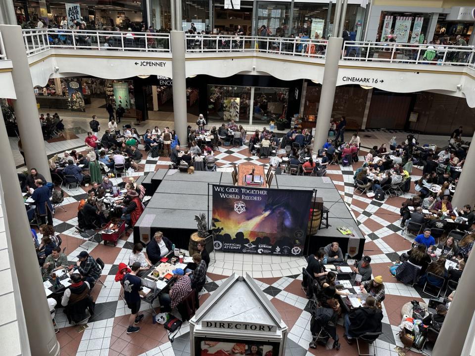 Participants play Dungeons and Dragons during an official attempt to break a Guinness World Record on Saturday at Provo Towne Centre.