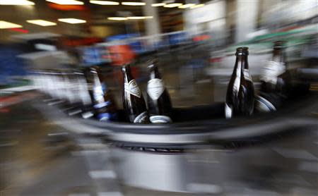 The bottling plant of the Bavarian Weihenstephan brewery in Freising is pictured on April 3, 2014. REUTERS/Michael Dalder