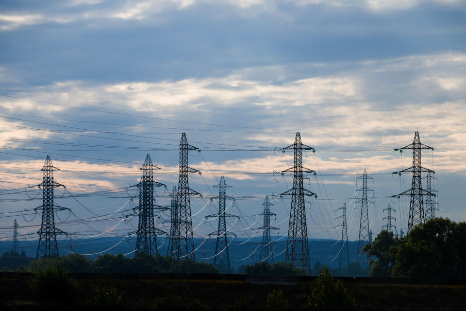 Electricity pylons in France. Photographer: Nathan Laine/Bloomberg