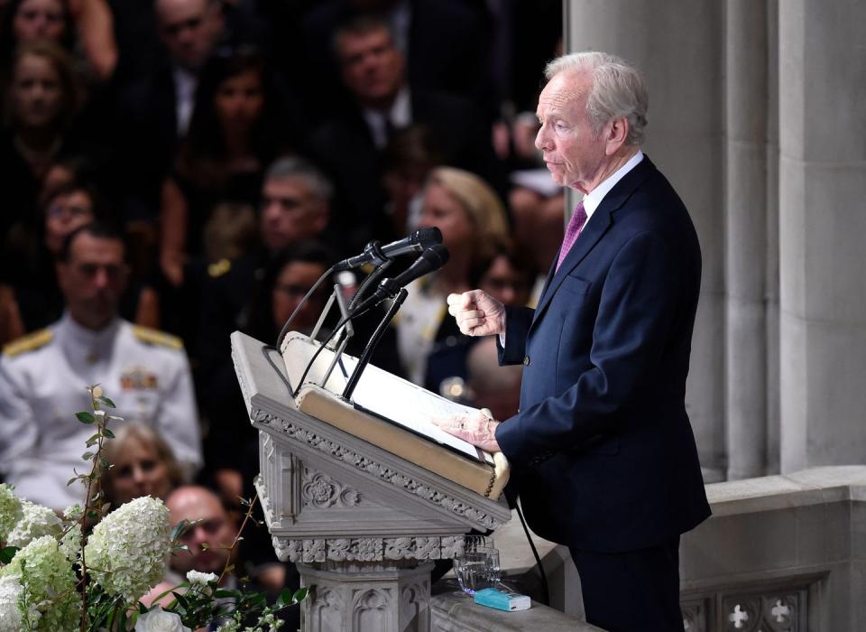 4) Joe Lieberman speaking at John McCain's funeral.