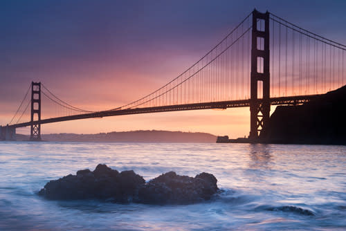 Golden Gate Bridge sunset from Fort Baker, photo by Mason Cummings.