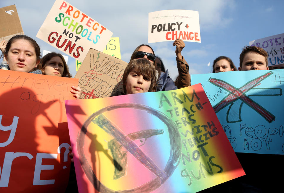 <p>Demonstrators protest at the March for our Lives demonstration on March 24, 2018 in Berlin, Germany. (Adam Berry/Getty Images) </p>