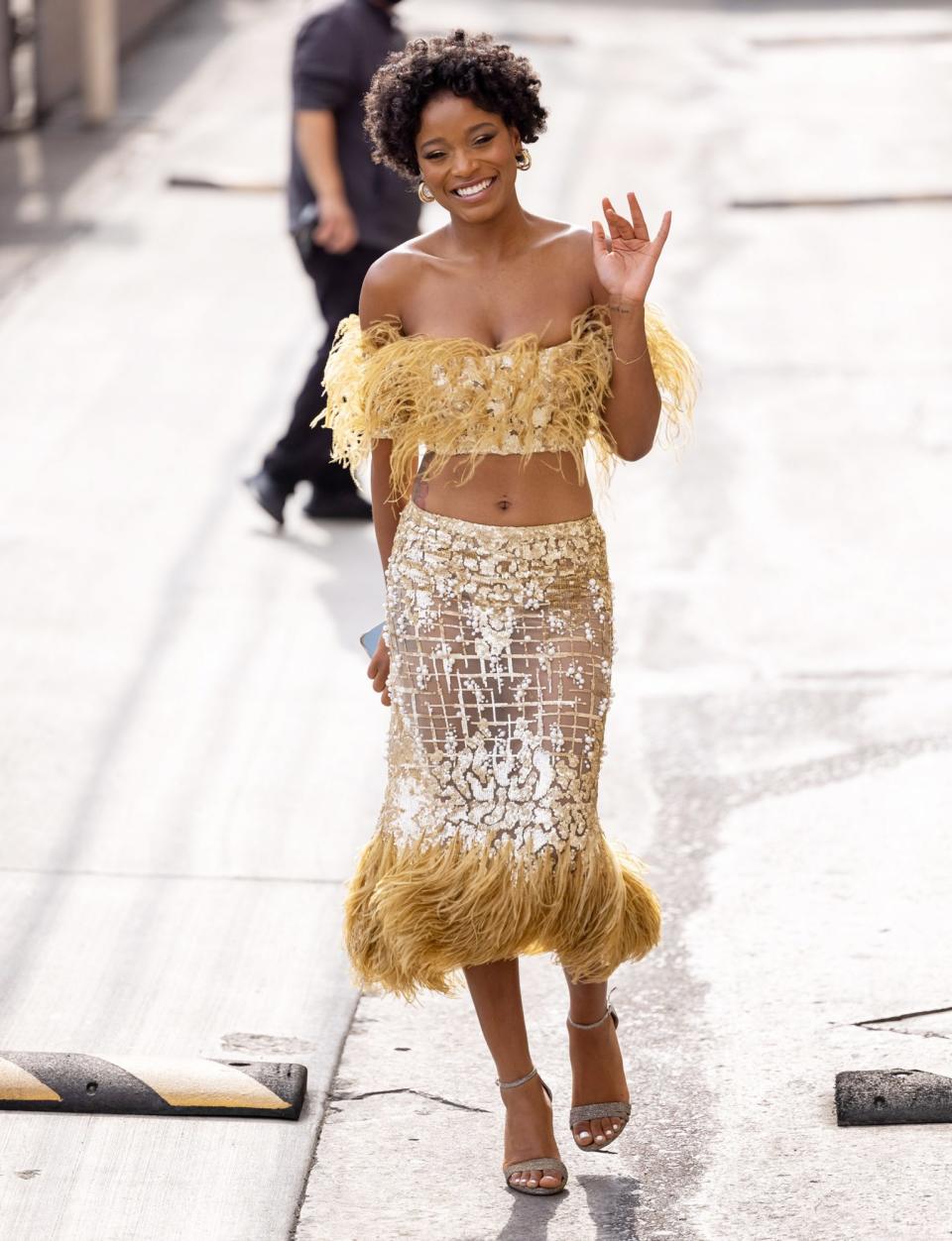 <p>A smiling Keke Palmer arrives to <em>Jimmy Kimmel Live!</em> on Aug. 18 in Los Angeles.</p>