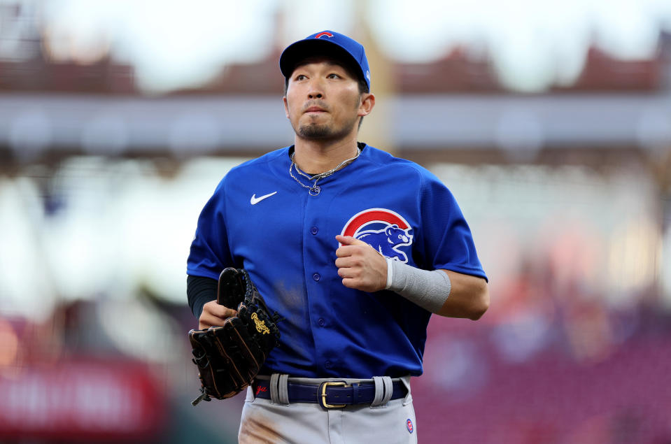 CINCINNATI, OHIO - OCTOBER 05: Seiya Suzuki #27of the Chicago Cubs against the Cincinnati Reds at Great American Ball Park on October 05, 2022 in Cincinnati, Ohio. (Photo by Andy Lyons/Getty Images)