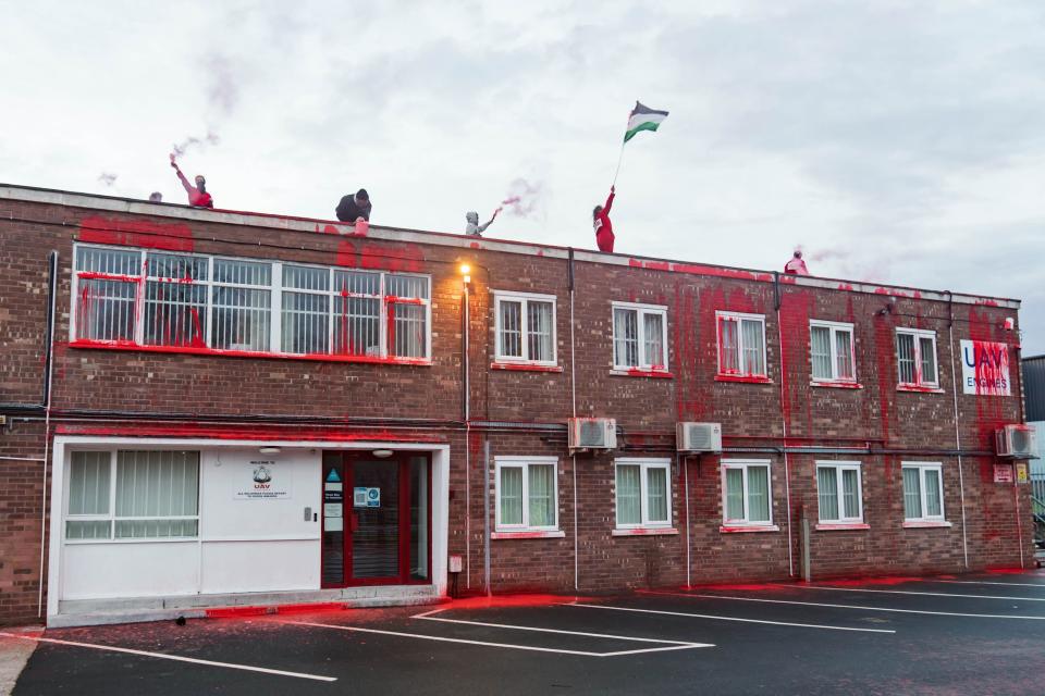 Protestors on the UAV Engines' plant roof