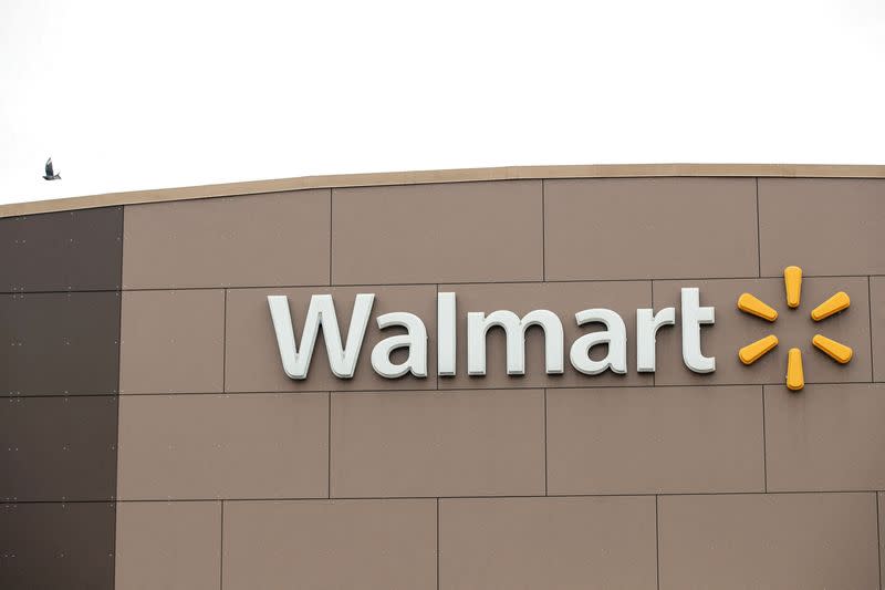 FILE PHOTO: Walmart's logo is seen outside one of the stores in Chicago