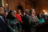 U.S. House Speaker Nancy Pelosi (D-CA) speaks at a news conference on Capitol Hill in Washington