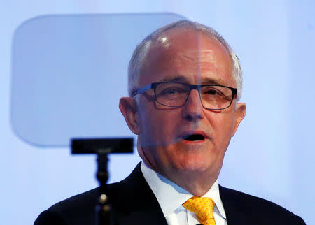 Australia's Prime Minister Malcolm Turnbull gives the keynote address at the 16th IISS Shangri-La Dialogue in Singapore June 2, 2017. REUTERS/Edgar Su